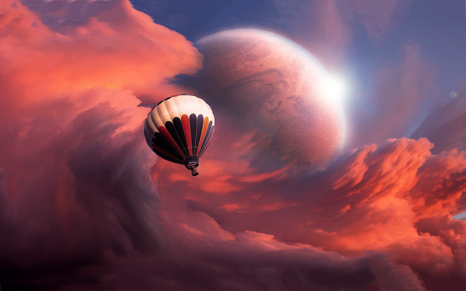 热气球天空飞行 幻想背景