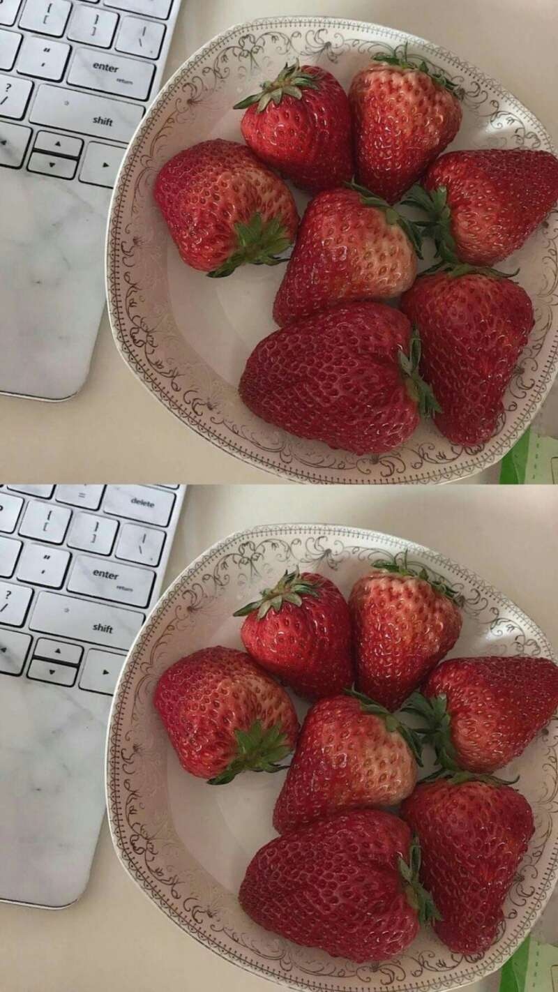 放在纸质碗里的草莓背景 唯美壁纸