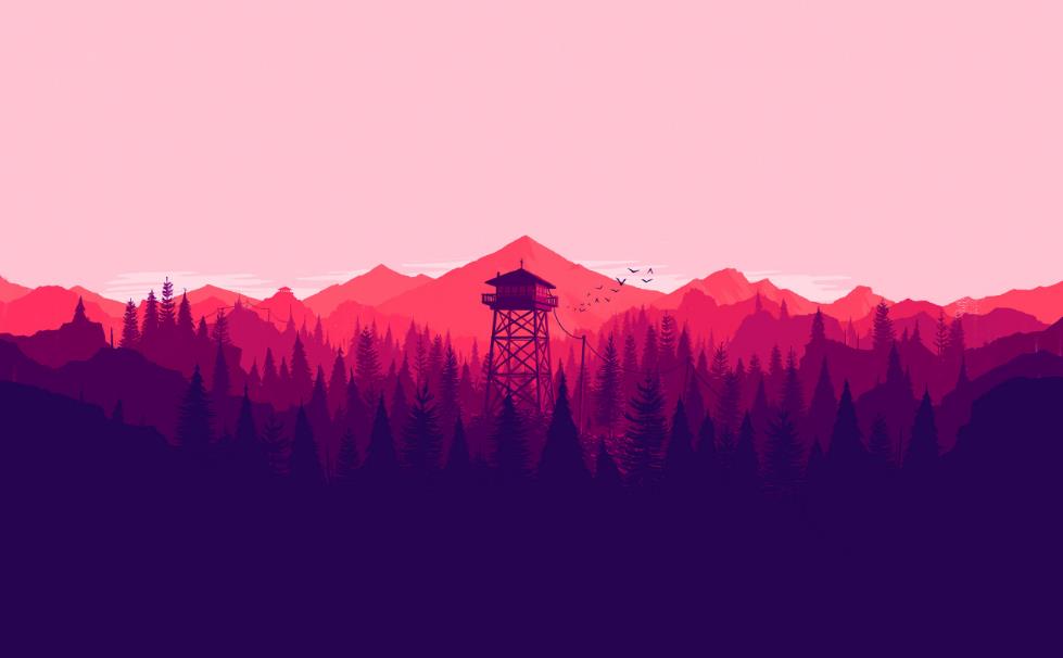 红色森林灯塔背景