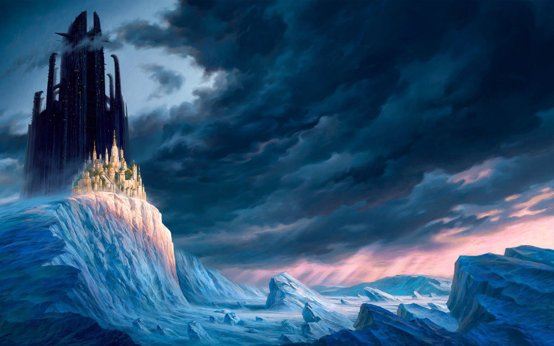 梦幻的冰雪城堡背景 震撼壁纸