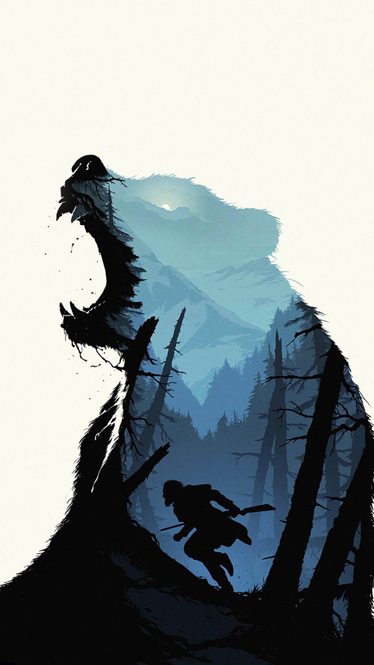 熊+黑色森林+忍者创意手机背景