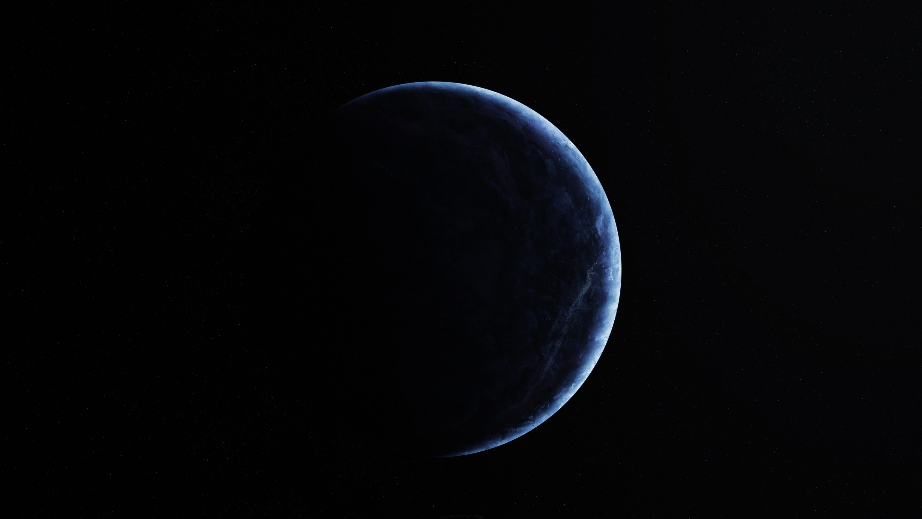 半边蓝色地球4K 纯黑 简约
