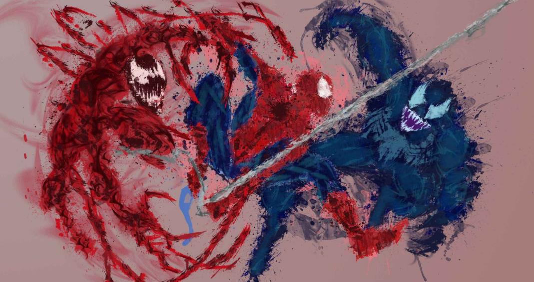 蜘蛛侠和毒液红蓝艺术壁纸