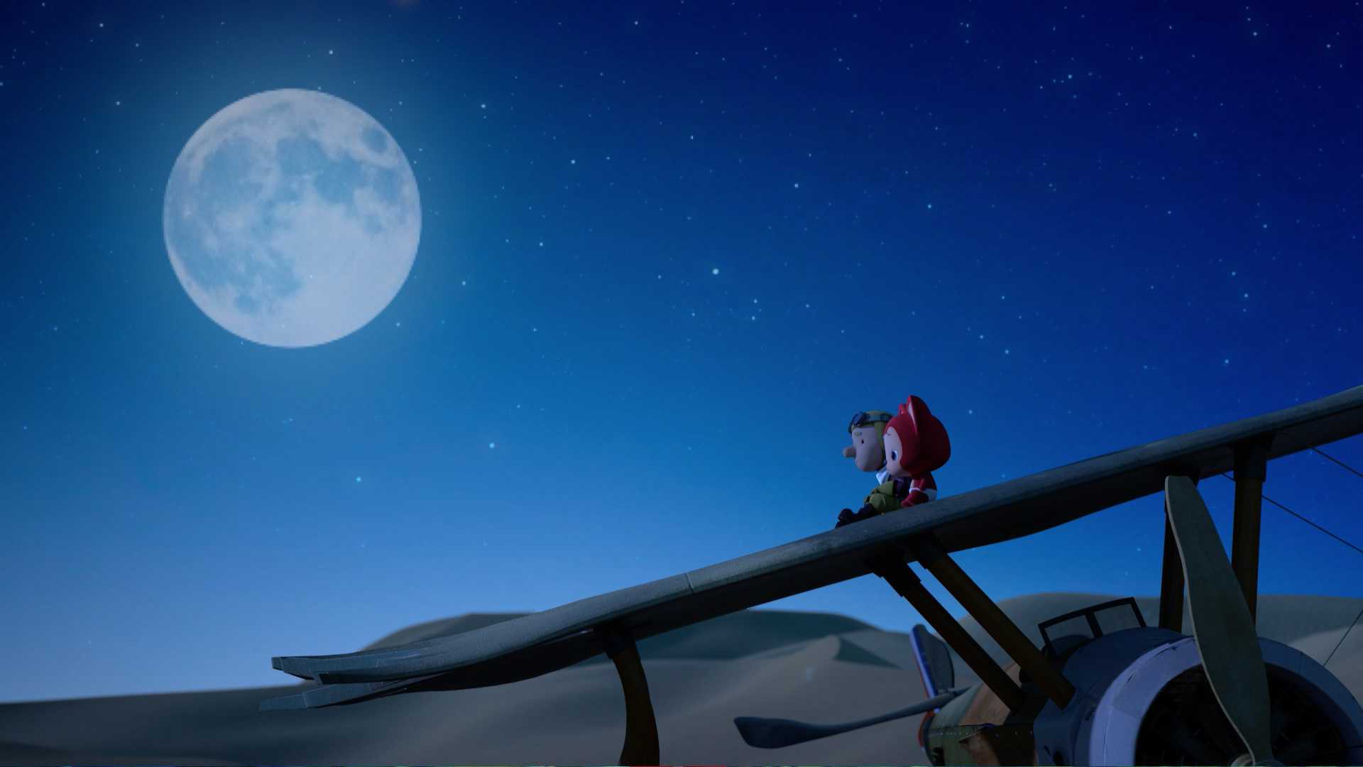 阿狸和朋友一起看月亮星星桌面壁纸