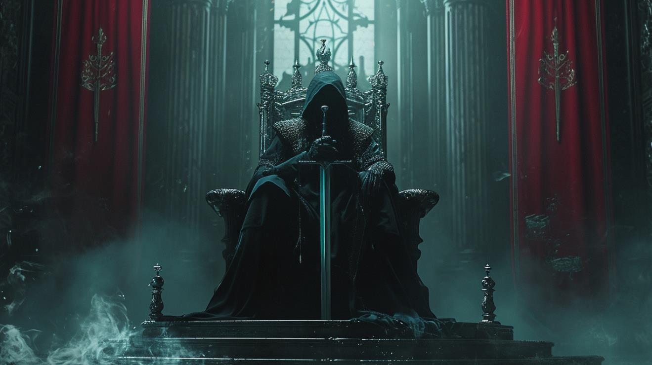 一个拿着剑的人坐在王座上壁纸