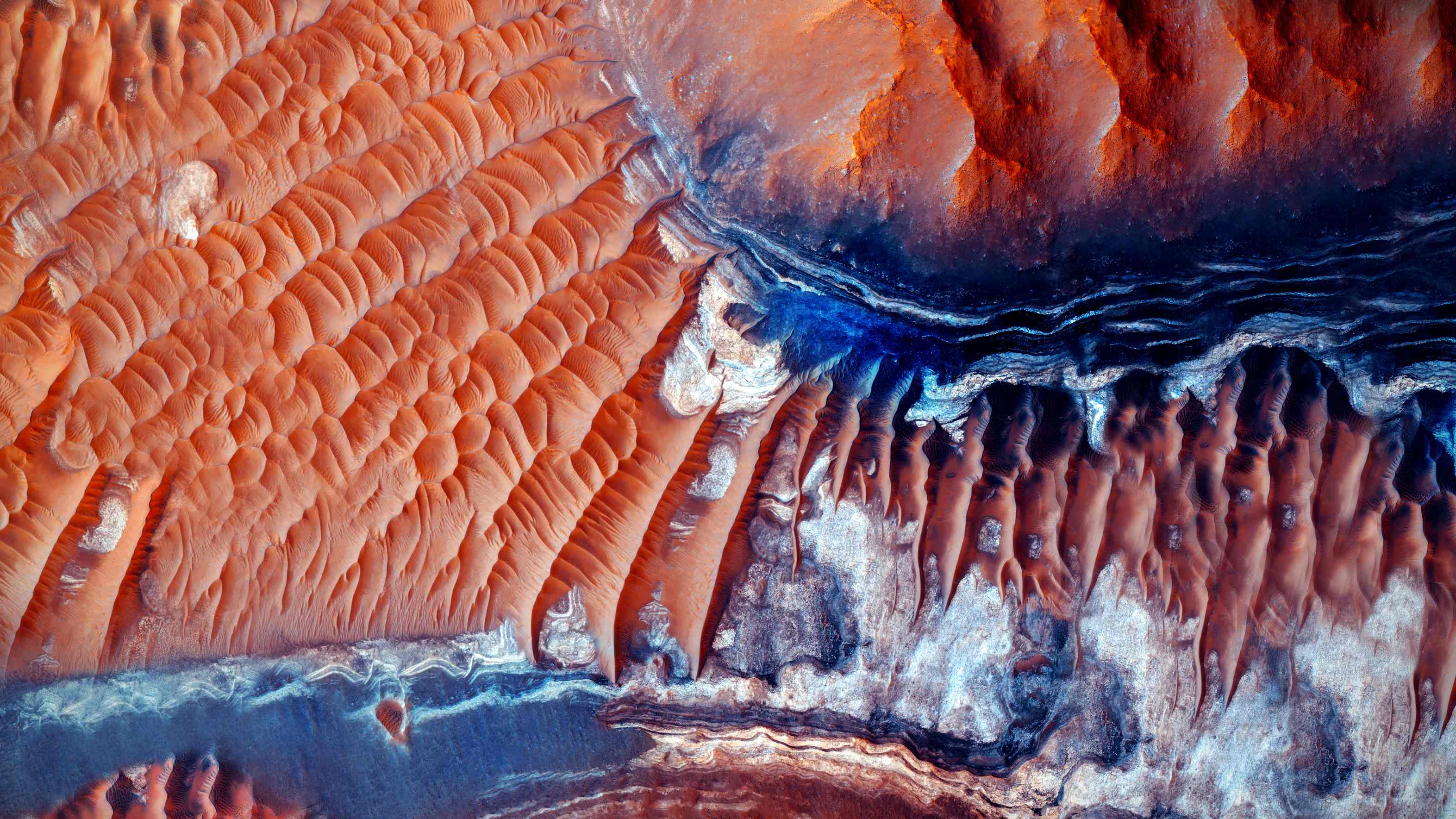 火星沙漠地表卫星拍摄8k壁纸 宇宙壁纸